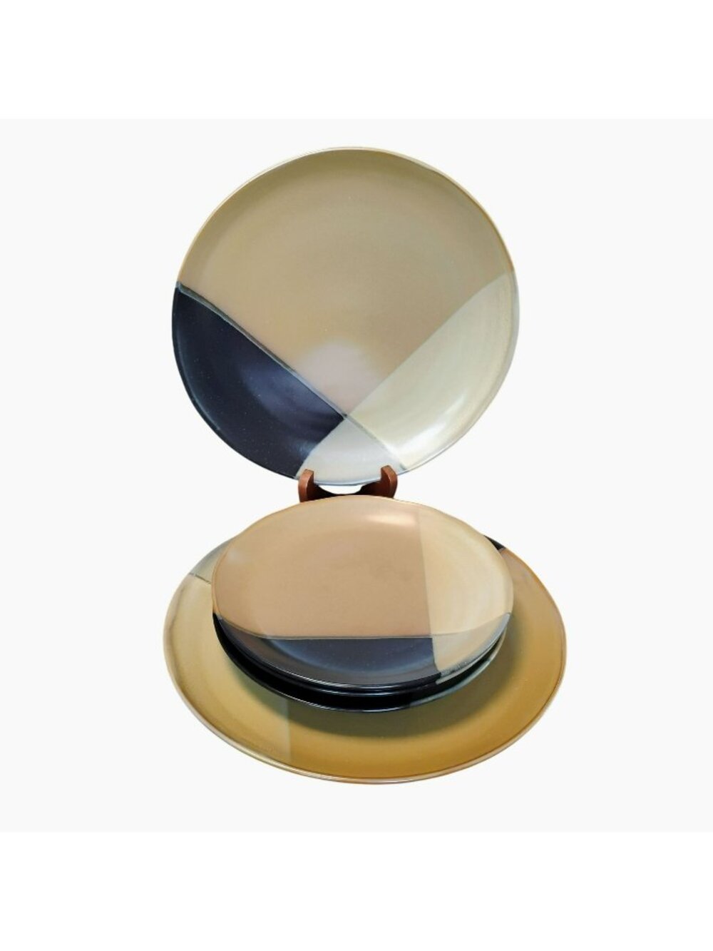Sango Gold Dust Black 5022 Stoneware Plates, Set Of 5 Dinner & Salad, Retro Dinn